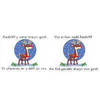 Welsh Children's Unbreakable Mug 'Rwdolff y carw trwyn-goch..' Rudolph