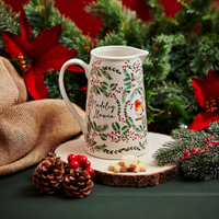 Nadolig Llawen large jug vase - Robins & Holly