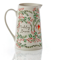 Nadolig Llawen large jug vase - Robins & Holly