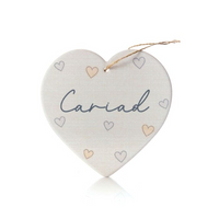 Ceramic Heart Plaque - Cwtch / Cariad / Cartref / Hiraeth / Hapus / Teulu