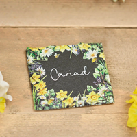 Welsh Floral Slate Coaster - Ffrind / Nain / Chwaer