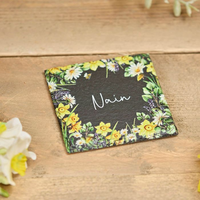 Welsh Floral Slate Coaster - Ffrind / Nain / Chwaer