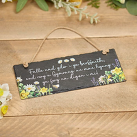 Rectangular Slate Plaque - Perffaith & Cymraeg - Floral