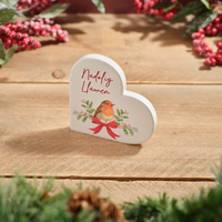 Welsh Robin 'Nadolig Llawen' Ceramic Heart Block