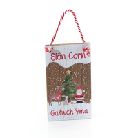 Welsh Hanger 'Galwch Yma Siôn Corn' Christmas Eve WINTER WONDERLAND