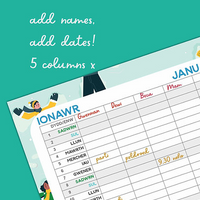 Trefnydd Teulu 2026 A3 Family Planner Calendar