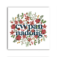 Welsh Christmas Coaster 'Cwpan Nadolig' Bouquet