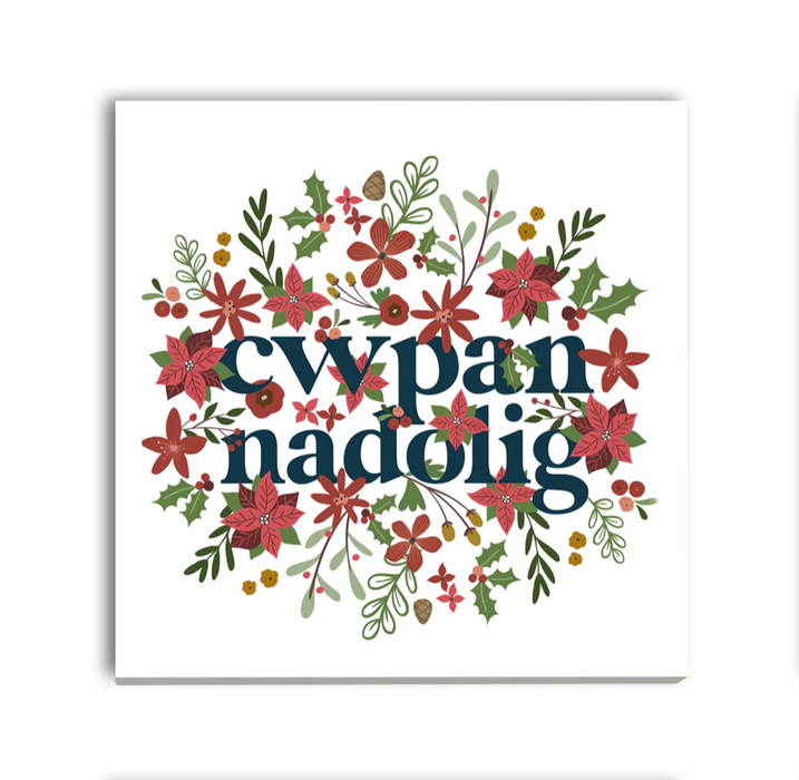 Welsh Christmas Coaster 'Cwpan Nadolig' Bouquet