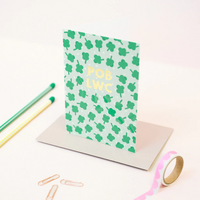 Good luck card 'Pob Lwc' clover & foil