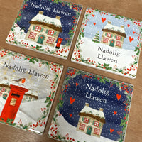 Nadolig Llawen cottage coasters - set of 4
