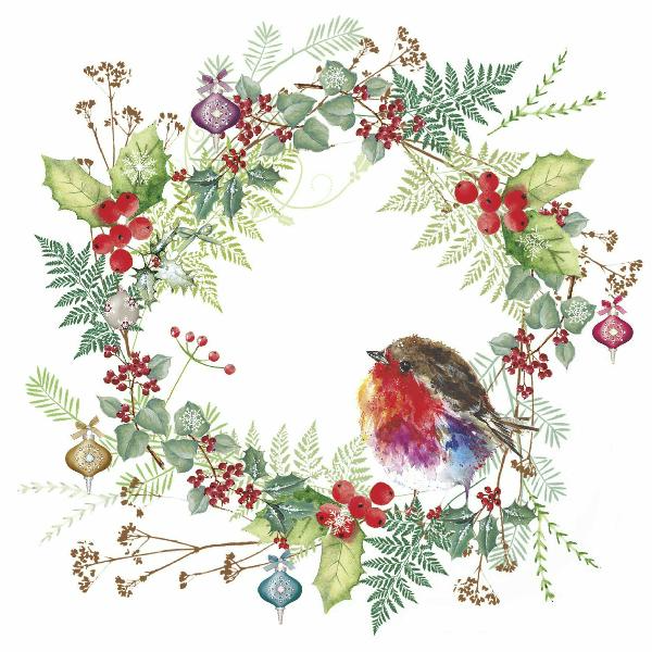 Bilingual charity Christmas cards 'Fluffy Forest Wreath' pack of 10