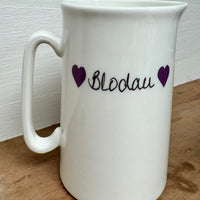 Bone china vase jug - Blodau