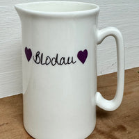 Bone china vase jug - Blodau