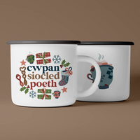 Welsh Ceramic Camping Mug 'Cwpan Siocled Poeth'