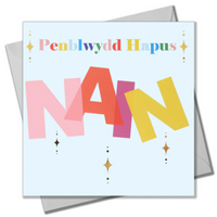 Welsh Birthday card 'Penblwydd Hapus Nain' foil, grandmother