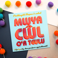 Welsh Birthday card 'Penblwydd Hapus i'r aelod mwya cŵl o'r teulu...' foil, coolest member of family
