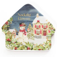 Nadolig Llawen ceramic coaster - gold details