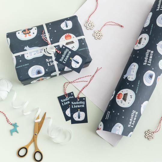 Nadolig Llawen wrapping paper & tags - Nordic
