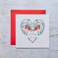 Christmas card 'Nadolig Llawen' robin