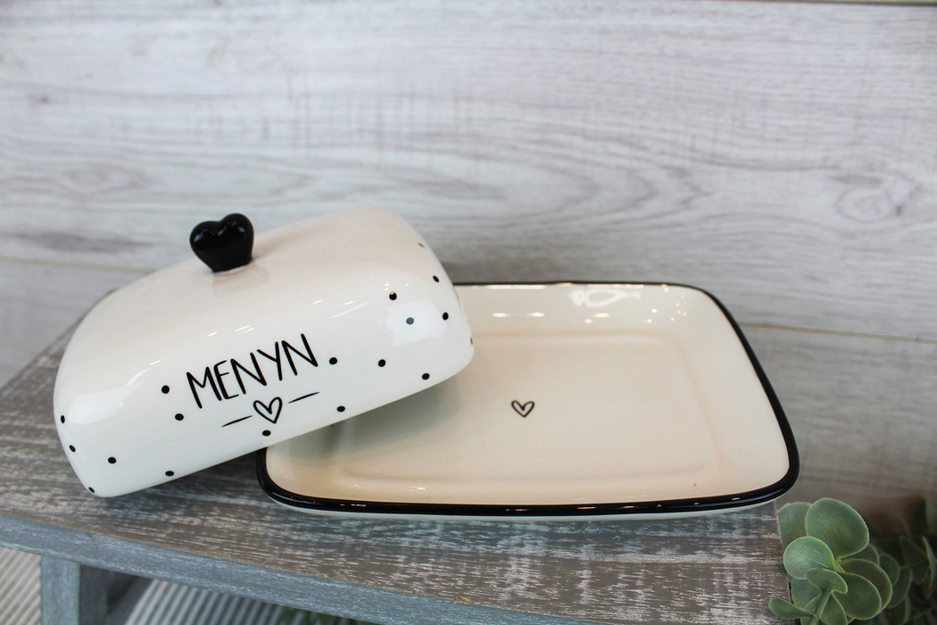 Black and White Butter Dish - Menyn
