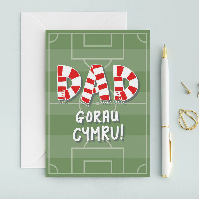 Welsh Father's day card 'Dad Gorau Cymru' Best Dad in Wales - Football