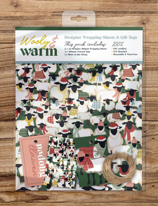 Christmas wrapping paper & tags - Woolly & Warm