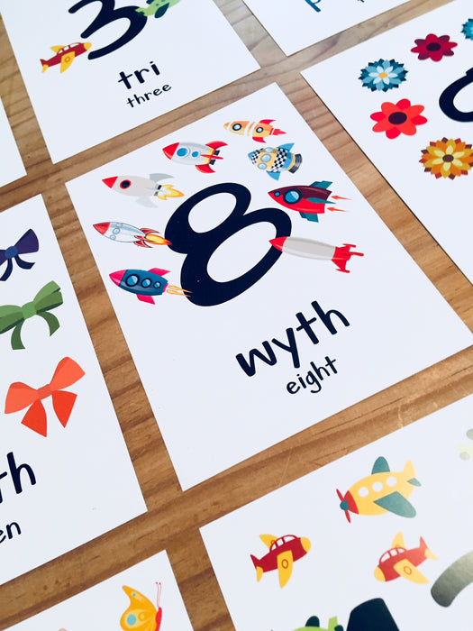 Welsh Alphabet, Numbers and Colours Flash Cards
