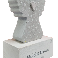 Nadolig Llawen wooden angel block