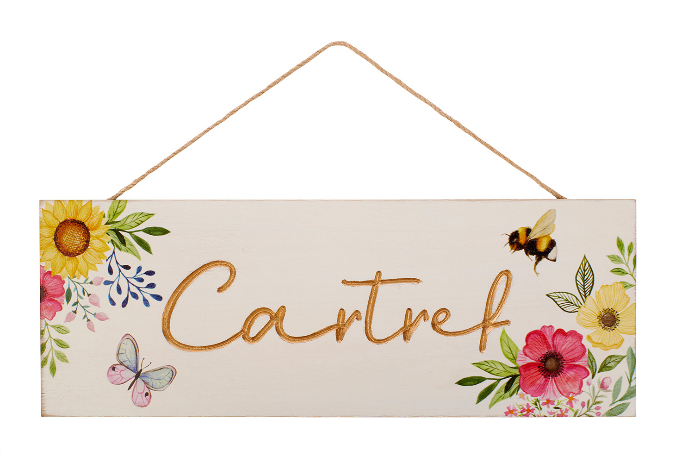 Floral plaque - Cartref / Cariad