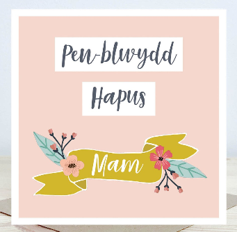 Birthday card 'Pen-blwydd Hapus Mam' mum flowers