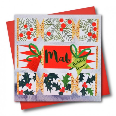 Christmas card 'Nadolig Llawen Mab' - Son - Tassel