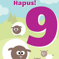 Birthday card 'Penblwydd Hapus 9' sheep