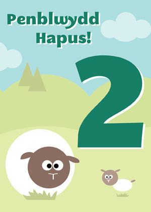 Birthday card 'Penblwydd Hapus 2' sheep