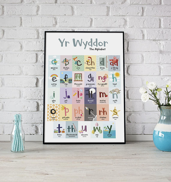 A2 Yr Wyddor Welsh Alphabet Poster Print