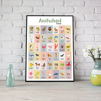 A2 Anifeiliaid Welsh Animals Poster Print