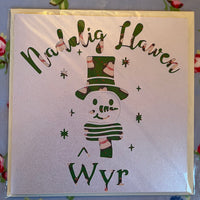 Christmas card 'Nadolig Llawen Å´yr' handmade papercut - grandson