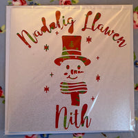 Christmas card 'Nadolig Llawen Nith' handmade papercut - niece