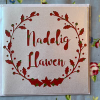 Christmas card 'Nadolig Llawen' handmade papercut