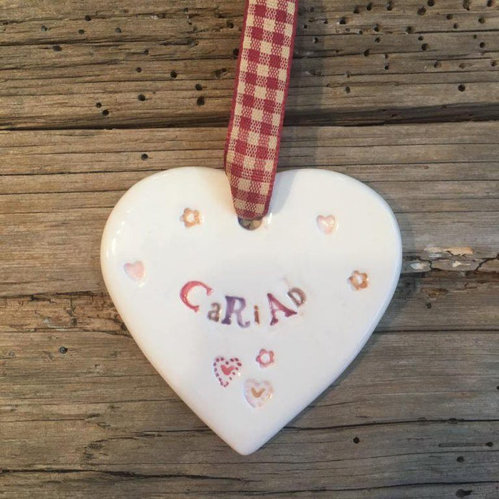 Hand-made Ceramic Heart - Cariad