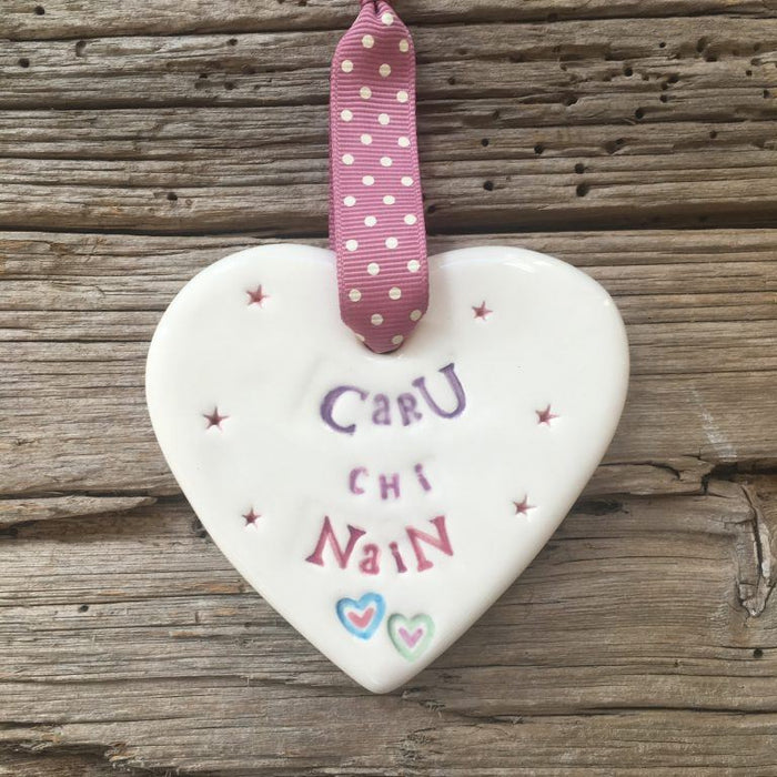 Hand-made Ceramic Heart - Caru chi Nain