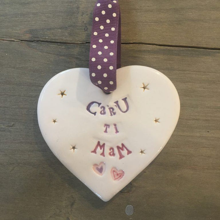 Hand-made Ceramic Heart - Caru ti Mam