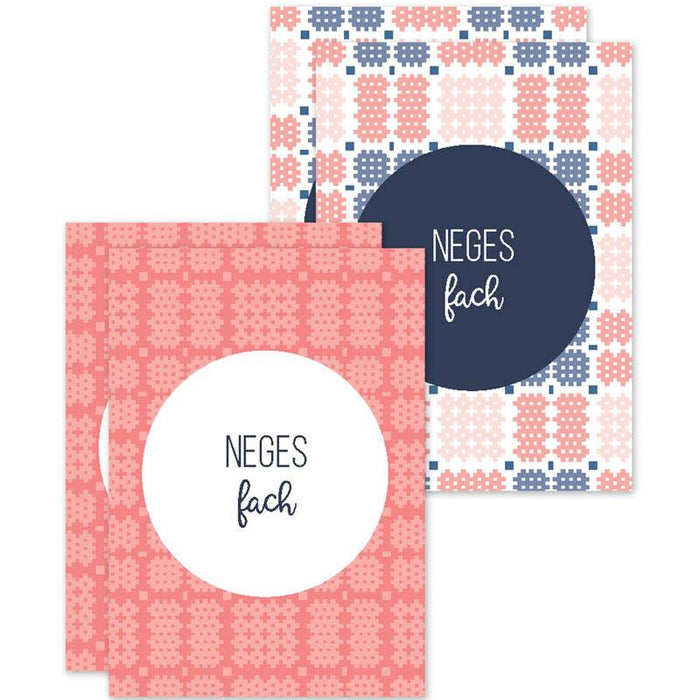Note mini cards 'Neges Fach' pack of 4 - Welsh Tapestry - Coral