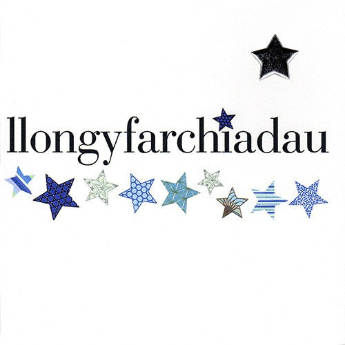 Congratulations card 'Llongyfarchiadau' blue