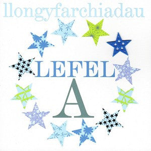Congratulations card 'Llongyfarchiadau Lefel A' A Level blue