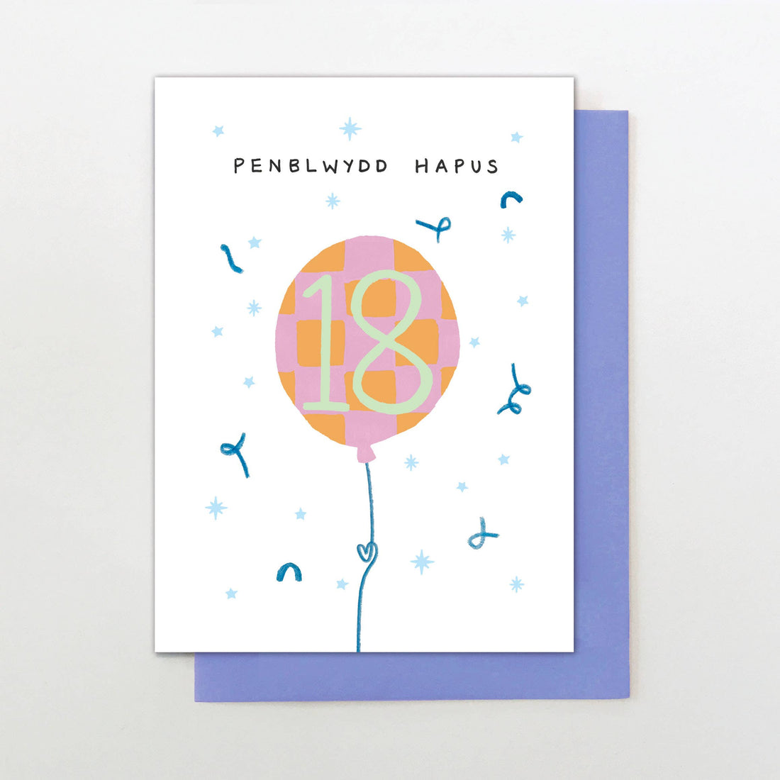 Welsh 18th Birthday card "Penblwydd Hapus 18"