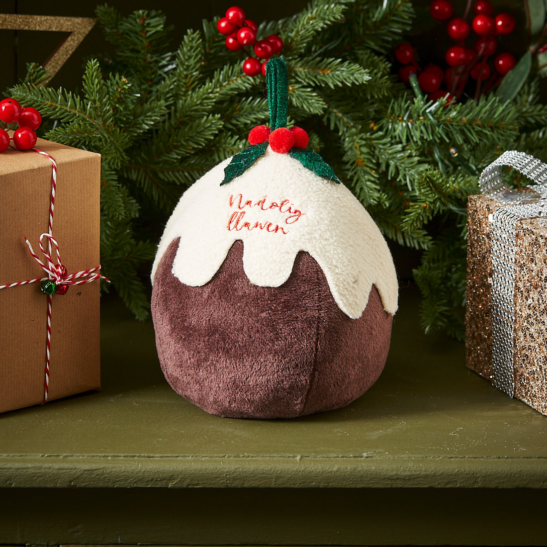 Nadolig Llawen Christmas Pudding Doorstop