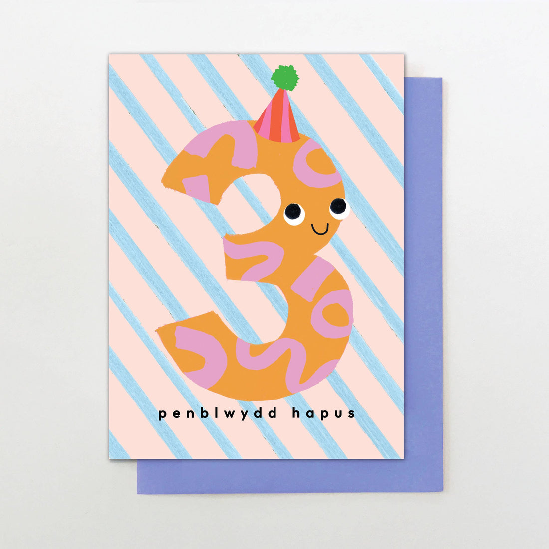 Welsh 3rd Birthday card "Penblwydd Hapus 3"