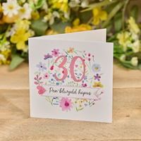 Birthday card 'Pen-blwydd Hapus 30' floral