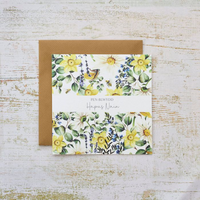Birthday card 'Pen-blwydd Hapus Nain' floral