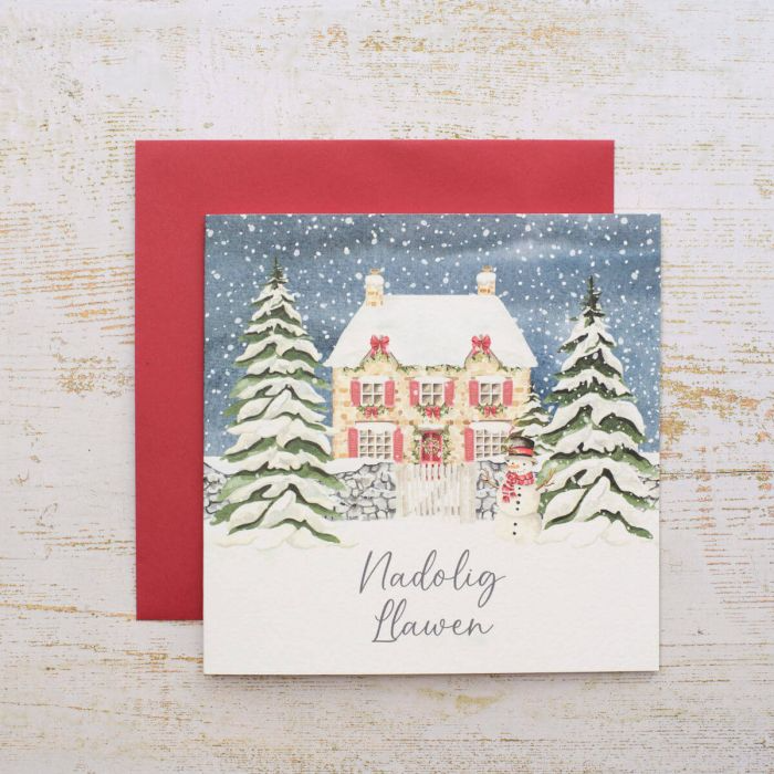 Christmas card 'Nadolig Llawen' Cosy Cottage
